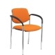 Silla fija Villalgordo bali naranja chasis cromo con brazos